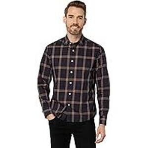UNTUCKit Paterson Button Front Shirt Navy Plaid Workwear Regular Fit Men Medium